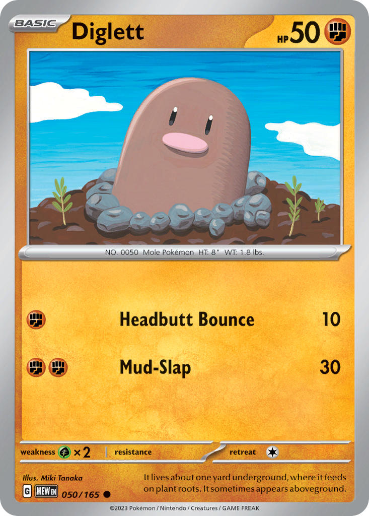 Diglett⁣ - 151⁣ (Common)⁣ [050] English / Near Mint / Reverse-Holo Normal