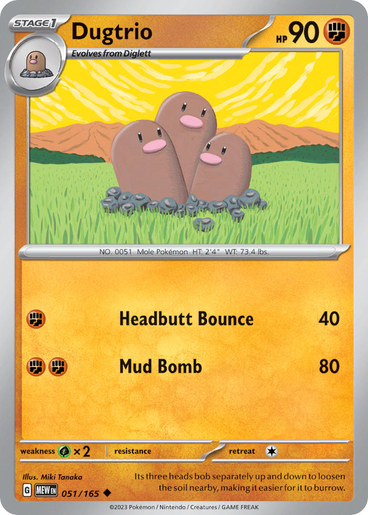 Dugtrio⁣ - 151⁣ (Uncommon)⁣ [051] English / Near Mint / Normal
