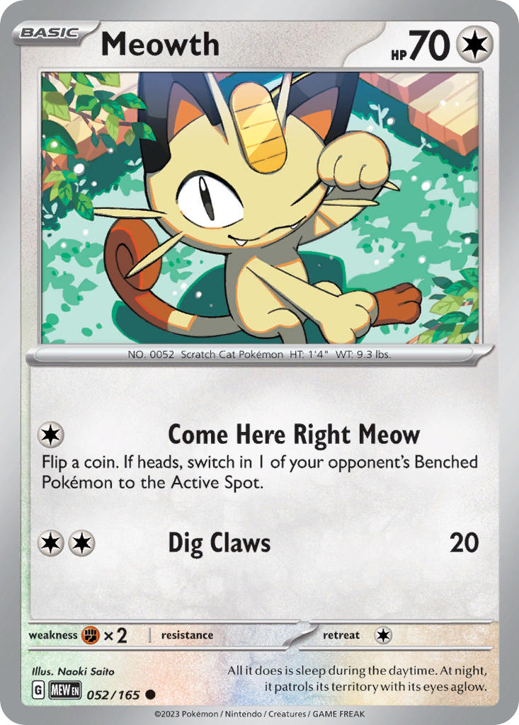 Meowth⁣ - 151⁣ (Common)⁣ [052] English / Near Mint / Reverse-Holo Normal