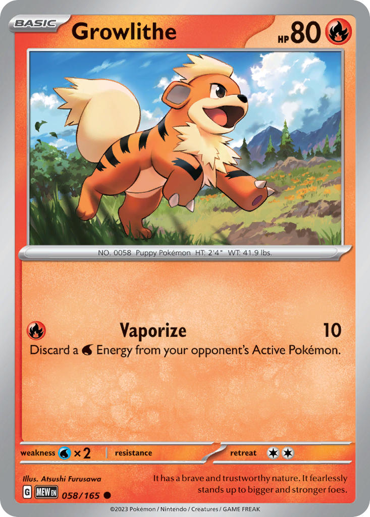 Growlithe⁣ - 151⁣ (Common)⁣ [058] English / Near Mint / Reverse-Holo Normal