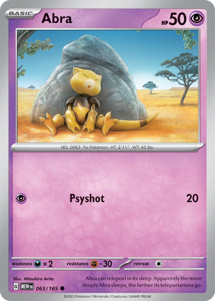 Abra⁣ - 151⁣ (Common)⁣ [063] English / Near Mint / Reverse-Holo Normal