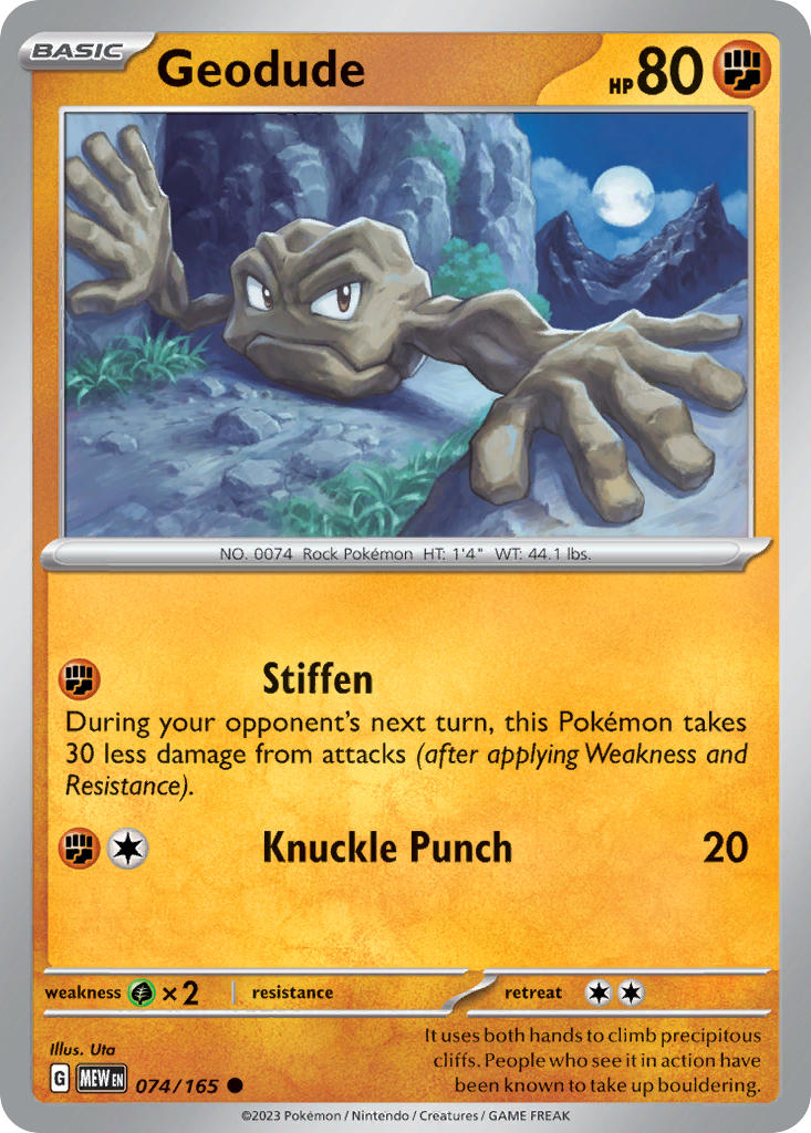 Geodude⁣ - 151⁣ (Common)⁣ [074] English / Near Mint / Reverse-Holo Normal