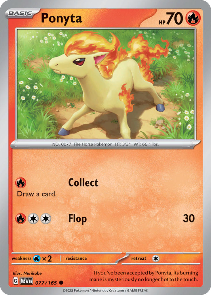 Ponyta⁣ - 151⁣ (Common)⁣ [077] English / Near Mint / Reverse-Holo Normal