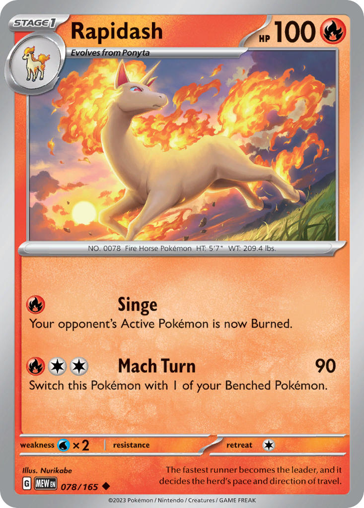 Rapidash⁣ - 151⁣ (Uncommon)⁣ [078] English / Near Mint / Reverse-Holo Normal
