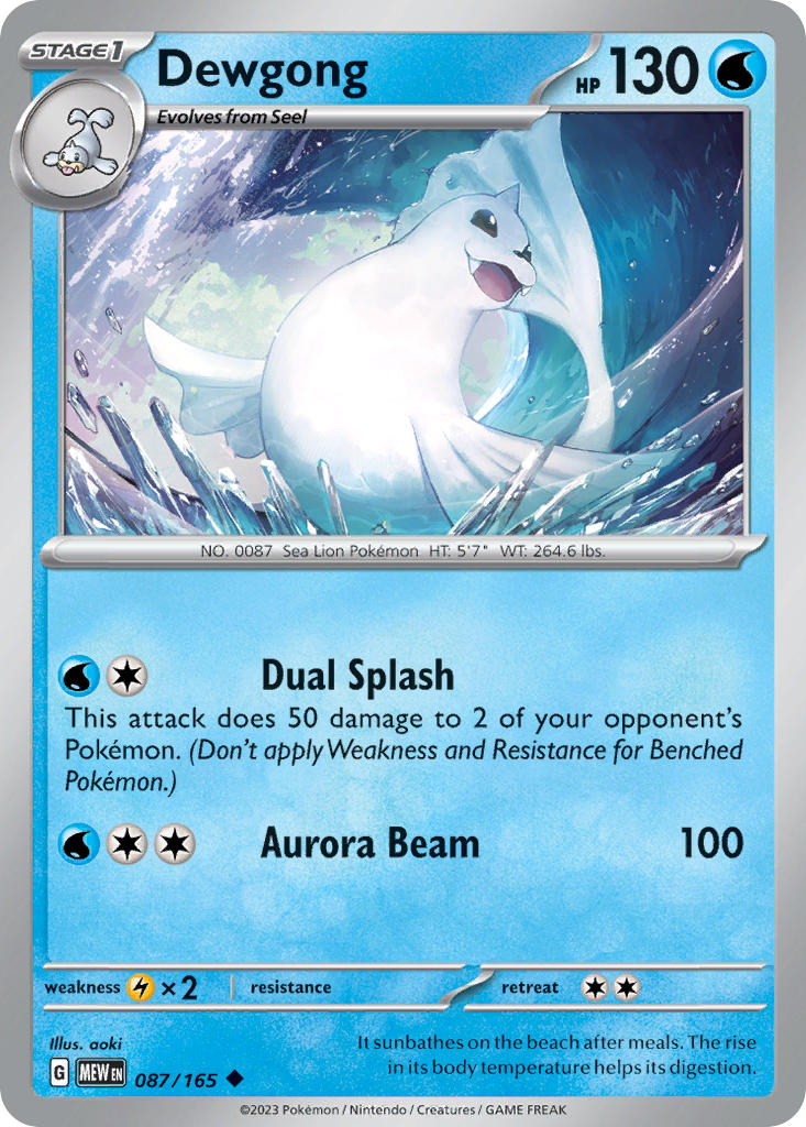 Dewgong⁣ - 151⁣ (Uncommon)⁣ [087] English / Near Mint / Reverse-Holo Normal