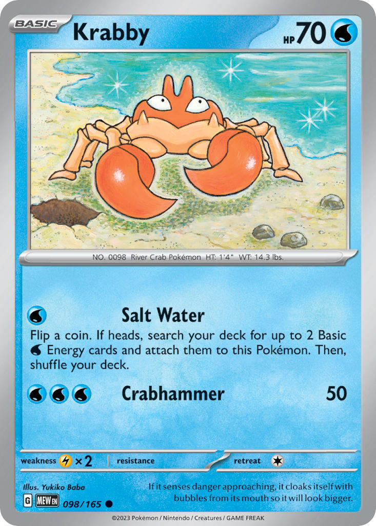 Krabby⁣ - 151⁣ (Common)⁣ [098] English / Near Mint / Normal