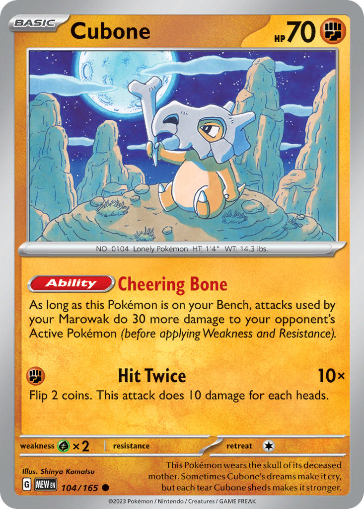 Cubone⁣ - 151⁣ (Common)⁣ [104] English / Near Mint / Reverse-Holo Normal