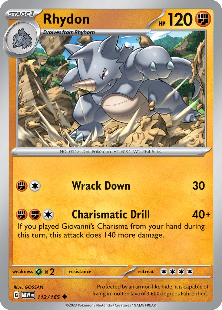 Rhydon⁣ - 151⁣ (Uncommon)⁣ [112] English / Near Mint / Reverse-Holo Normal