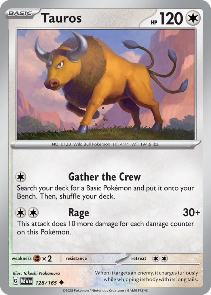 Tauros⁣ - 151⁣ (Uncommon)⁣ [128] English / Near Mint / Reverse-Holo Normal