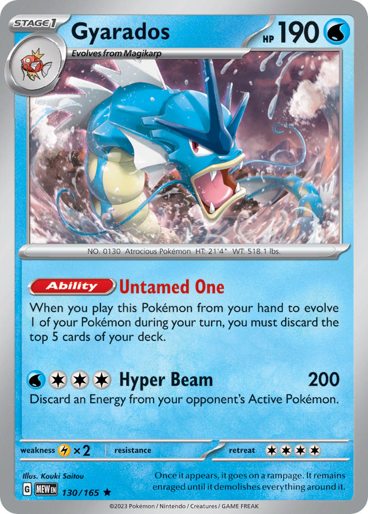 Gyarados⁣ - 151⁣ (Rare)⁣ [130] English / Near Mint / Reverse-Holo Normal