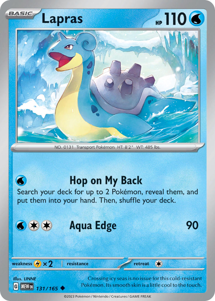 Lapras⁣ - 151⁣ (Uncommon)⁣ [131] English / Near Mint / Reverse-Holo Normal
