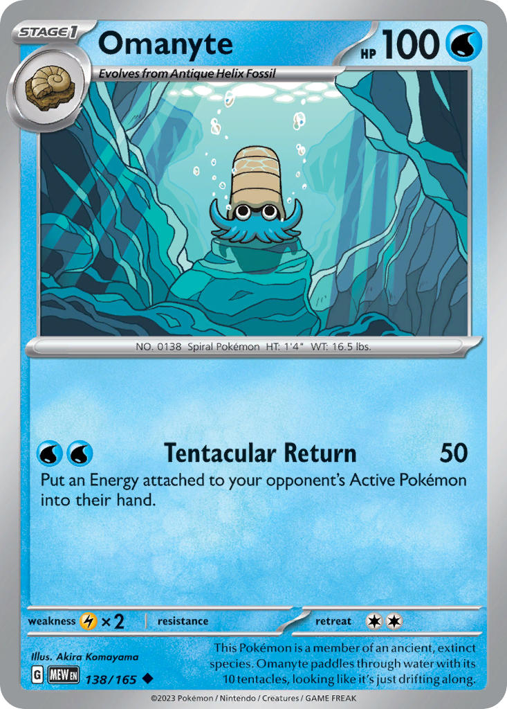 Omanyte⁣ - 151⁣ (Uncommon)⁣ [138] English / Near Mint / Reverse-Holo Normal