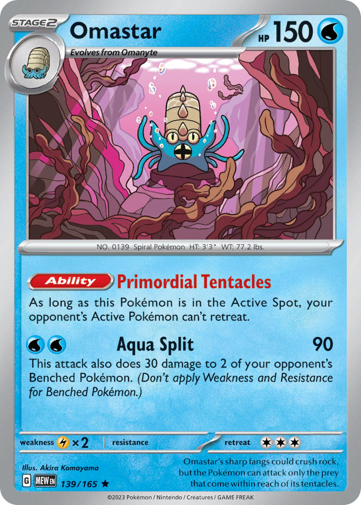 Omastar⁣ - 151⁣ (Rare)⁣ [139] English / Near Mint / Reverse-Holo Normal