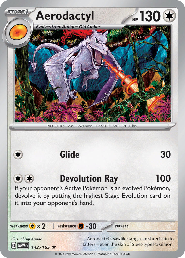 Aerodactyl⁣ - 151⁣ (Rare)⁣ [142] English / Near Mint / Reverse-Holo Normal