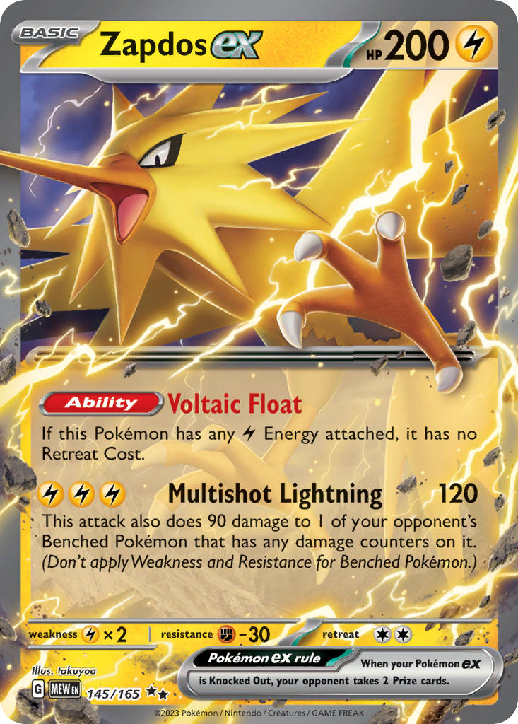 Zapdos ex⁣ - 151⁣ (Double Rare)⁣ [145] English / Near Mint / Normal