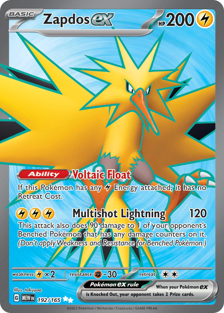 Zapdos ex⁣ - 151⁣ (Ultra Rare)⁣ [192] English / Near Mint / Normal