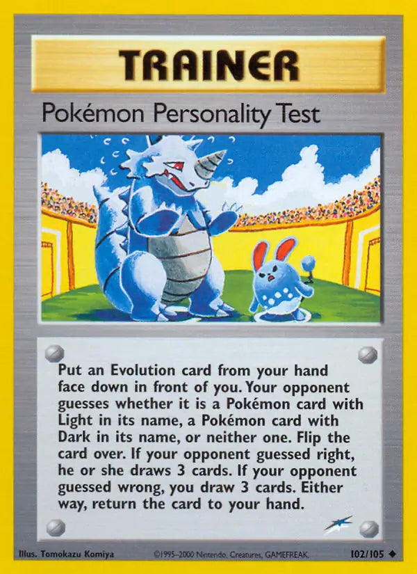 Pokémon Personality Test⁣ - Neo Destiny⁣ (Uncommon)⁣ [102] English / Poor / Normal