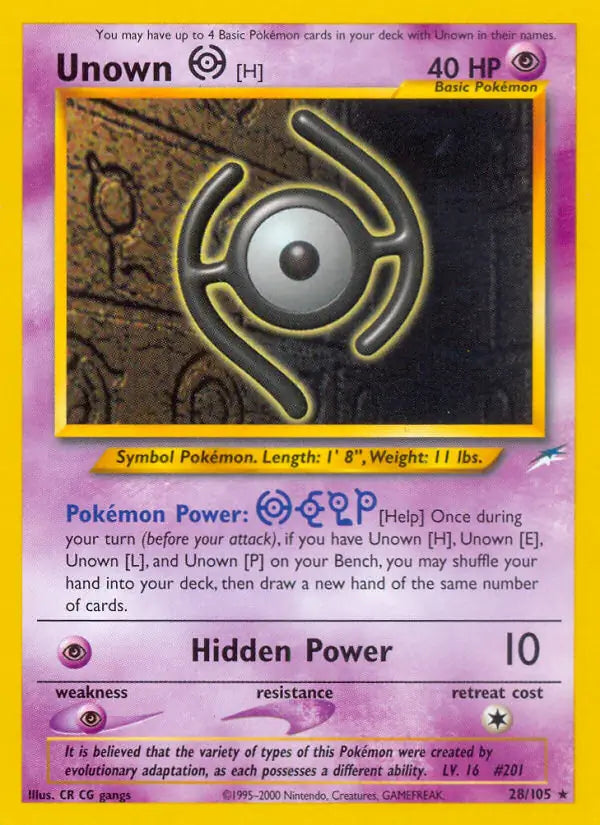 Unown [H]⁣ - Neo Destiny⁣ (Rare)⁣ [28] English / Excellent / Normal