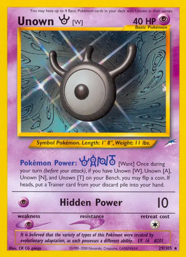 Unown [W]⁣ - Neo Destiny⁣ (Rare)⁣ [29] English / Light Played / Normal