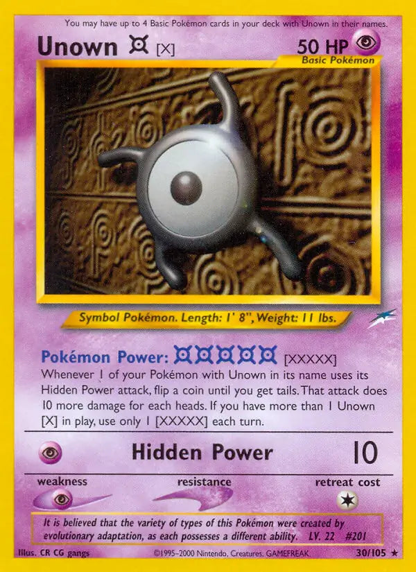 Unown [X]⁣ - Neo Destiny⁣ (Rare)⁣ [30] English / Near Mint / Normal
