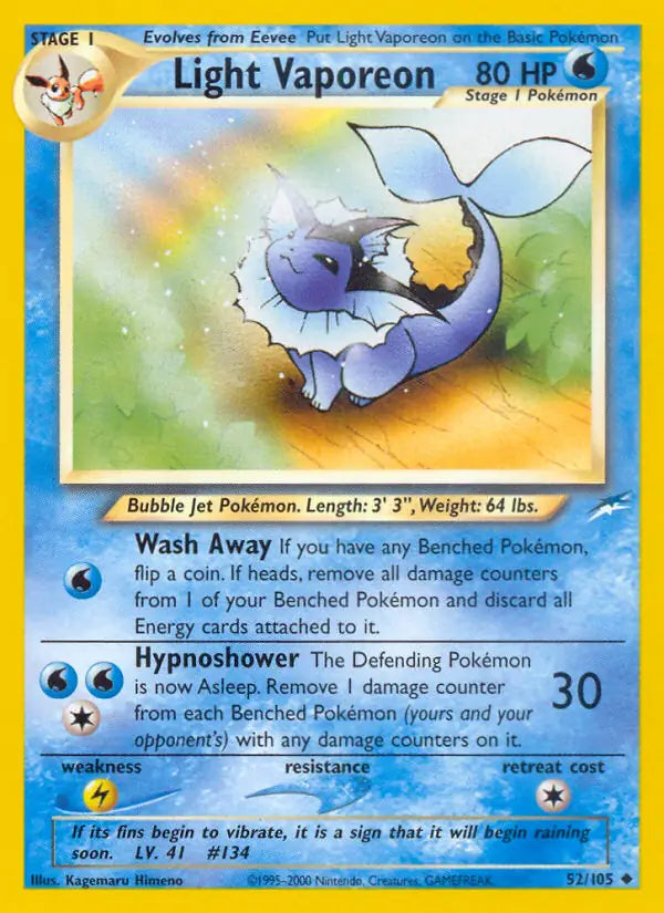 Light Vaporeon⁣ - Neo Destiny⁣ (Uncommon)⁣ [52] English / Good / Normal