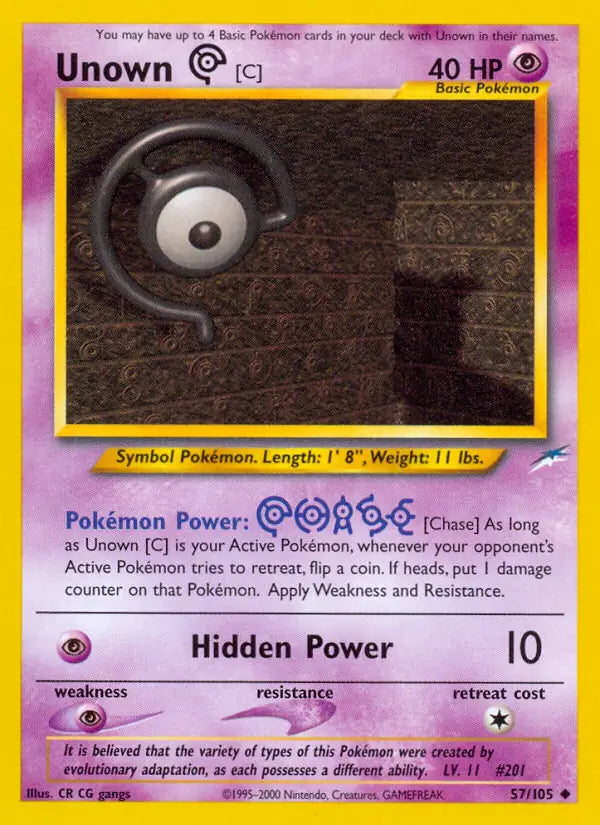 Unown [C]⁣ - Neo Destiny⁣ (Uncommon)⁣ [57] English / Excellent / 1st-Edition