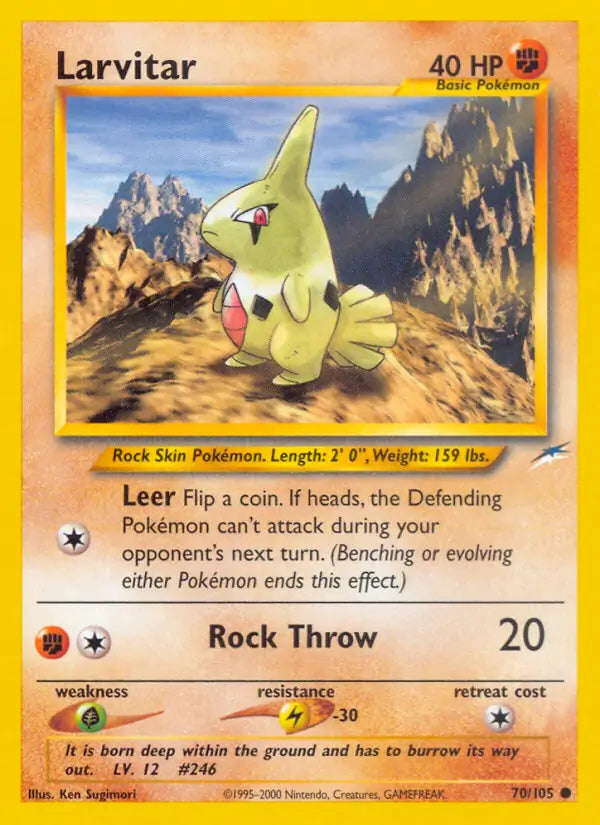Larvitar⁣ - Neo Destiny⁣ (Common)⁣ [70] English / Light Played / Normal