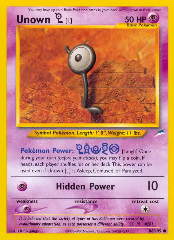 Unown [L]⁣ - Neo Destiny⁣ (Common)⁣ [86] English / Played / 1st-Edition