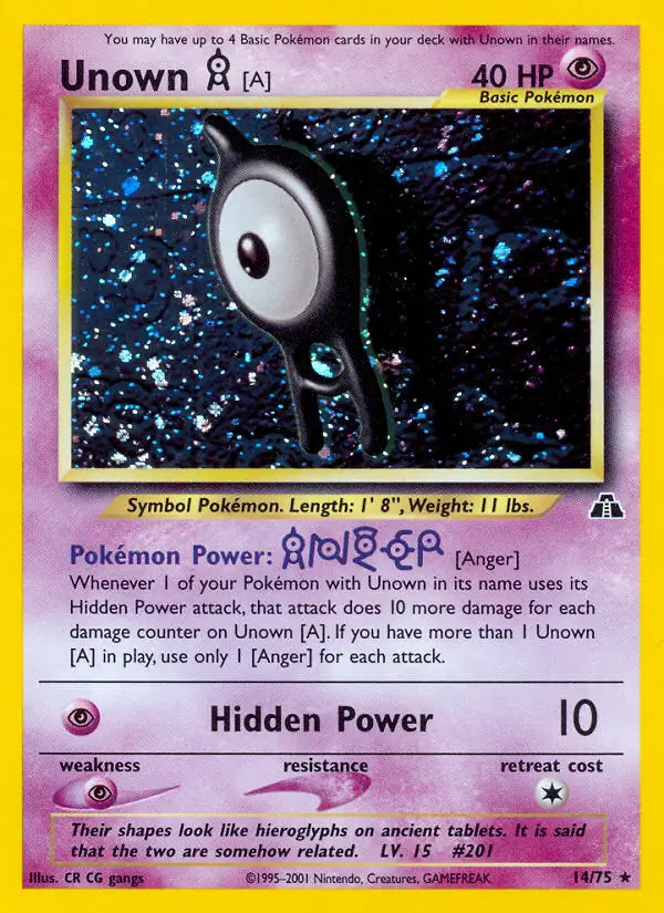 Unown [A]⁣ - Neo Discovery⁣ (Holo Rare)⁣ [14] English / Good / Normal