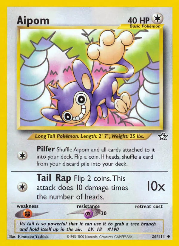 Aipom⁣ - Neo Genesis⁣ (Uncommon)⁣ [26] English / Played / 1st-Edition