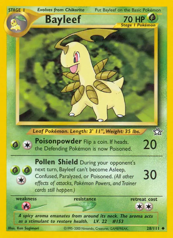 Bayleef⁣ - Neo Genesis⁣ (Uncommon)⁣ [28] English / Good / 1st-Edition