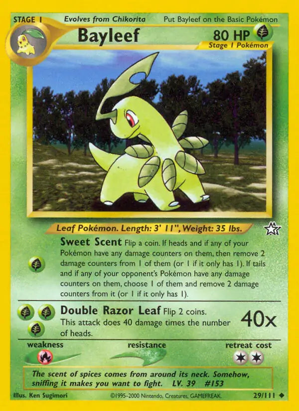 Bayleef⁣ - Neo Genesis⁣ (Uncommon)⁣ [29] English / Poor / Normal
