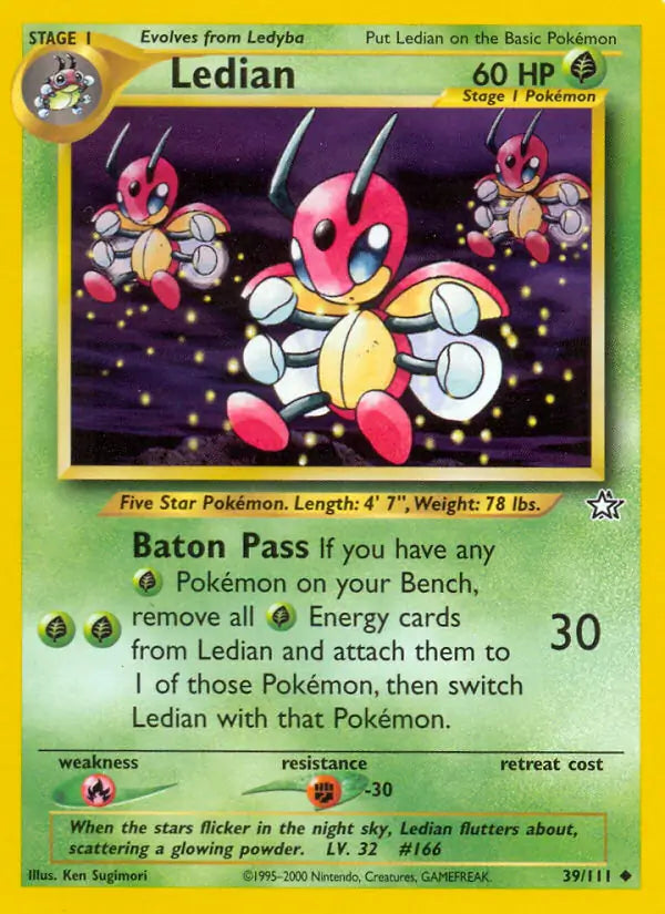 Ledian⁣ - Neo Genesis⁣ (Uncommon)⁣ [39] English / Near Mint / 1st-Edition