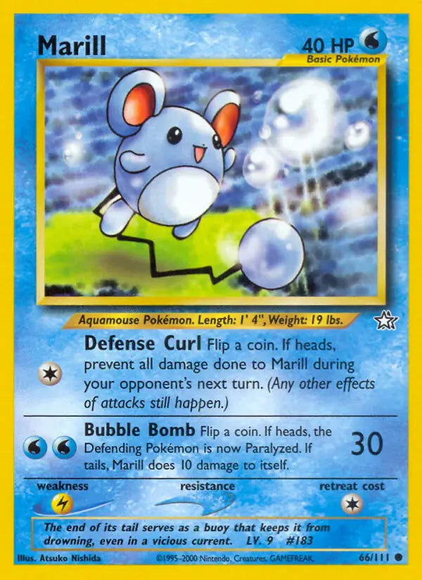 Marill⁣ - Neo Genesis⁣ (Common)⁣ [66] English / Played / 1st-Edition