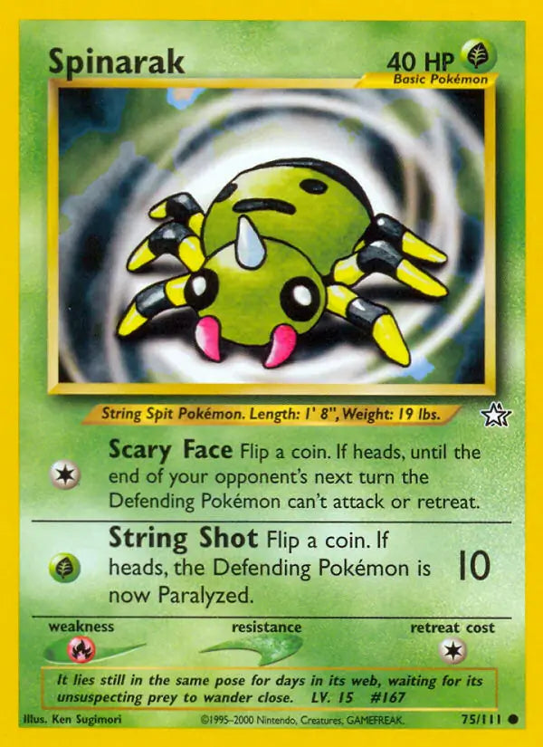 Spinarak⁣ - Neo Genesis⁣ (Common)⁣ [75] English / Near Mint / Normal
