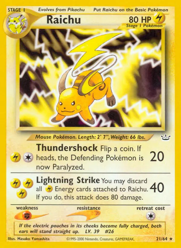 Raichu⁣ - Neo Revelation⁣ (Rare)⁣ [21] English / Good / Normal