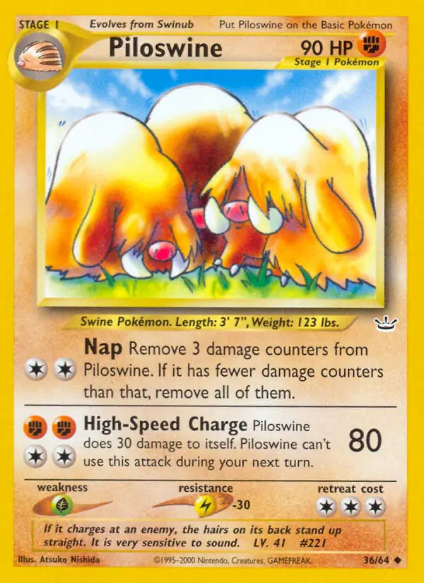 Piloswine⁣ - Neo Revelation⁣ (Uncommon)⁣ [36] English / Played / Normal