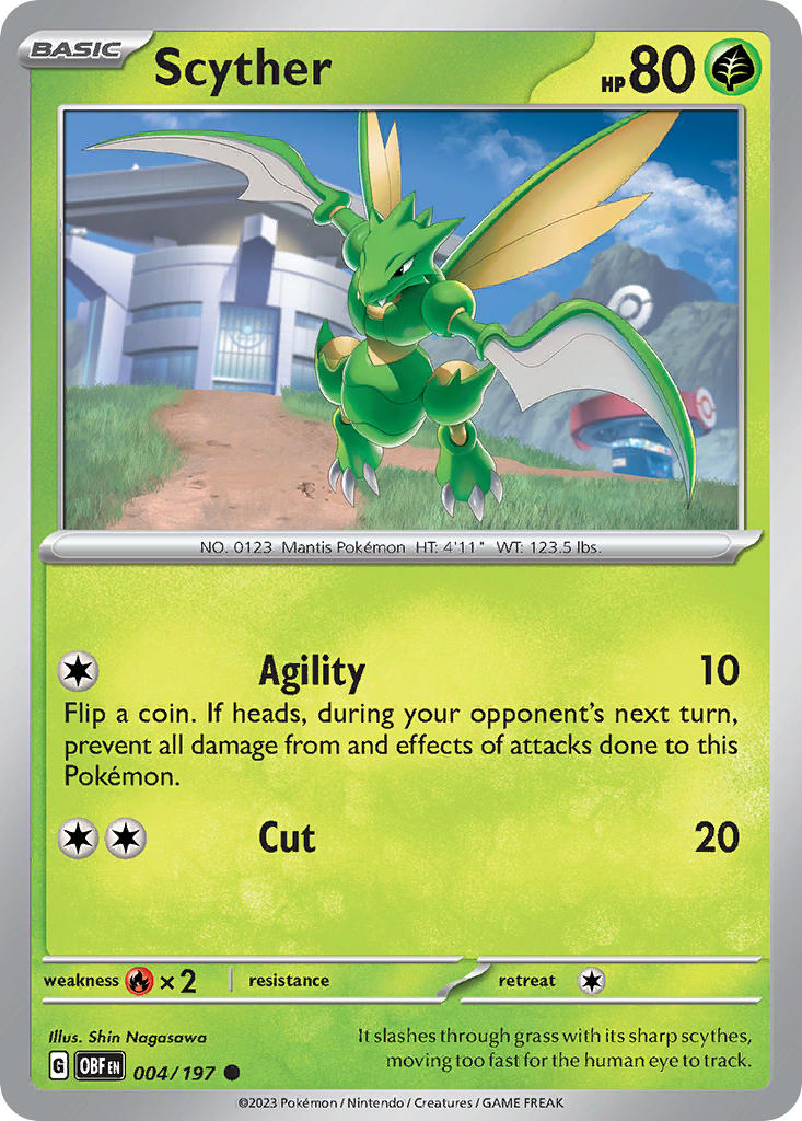 Scyther⁣ - Obsidian Flames⁣ (Common)⁣ [004] English / Near Mint / Reverse-Holo Normal