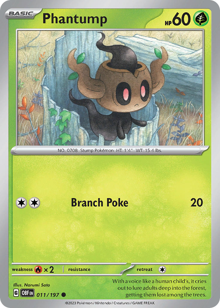 Phantump⁣ - Obsidian Flames⁣ (Common)⁣ [011] English / Near Mint / Reverse-Holo Normal