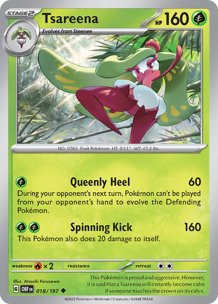 Tsareena⁣ - Obsidian Flames⁣ (Uncommon)⁣ [018] English / Near Mint / Normal