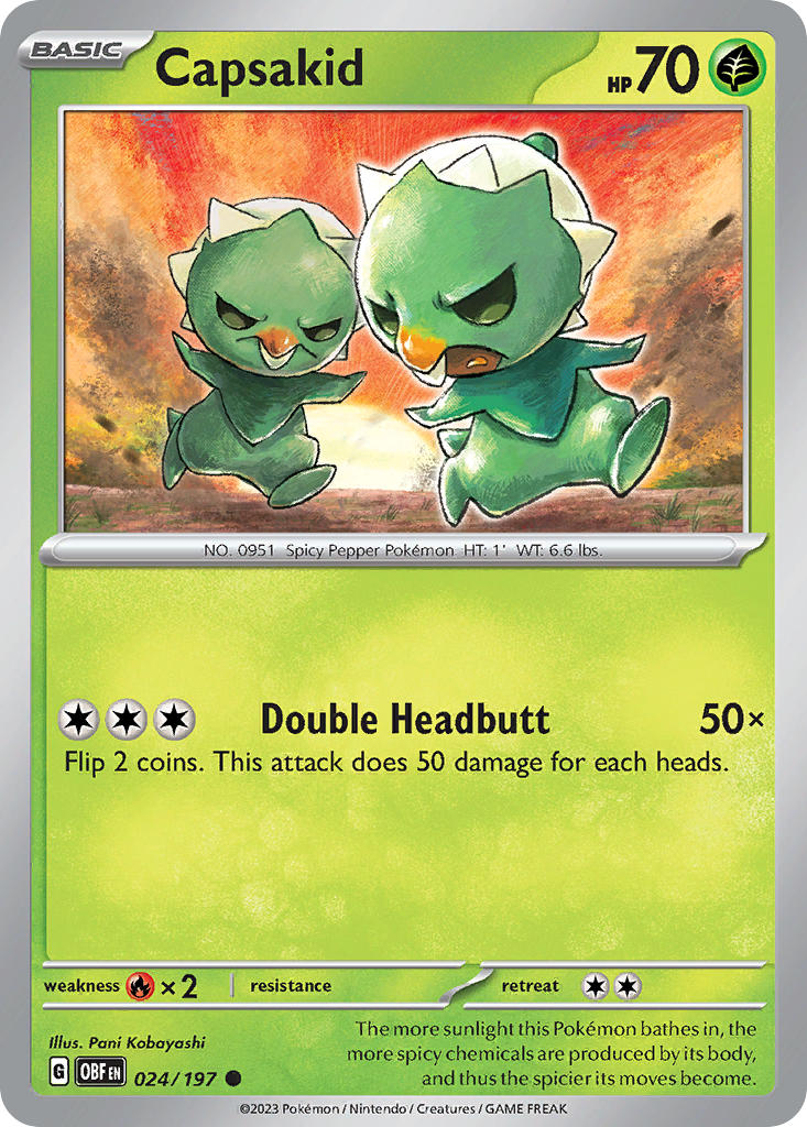 Capsakid⁣ - Obsidian Flames⁣ (Common)⁣ [024] English / Near Mint / Reverse-Holo Normal