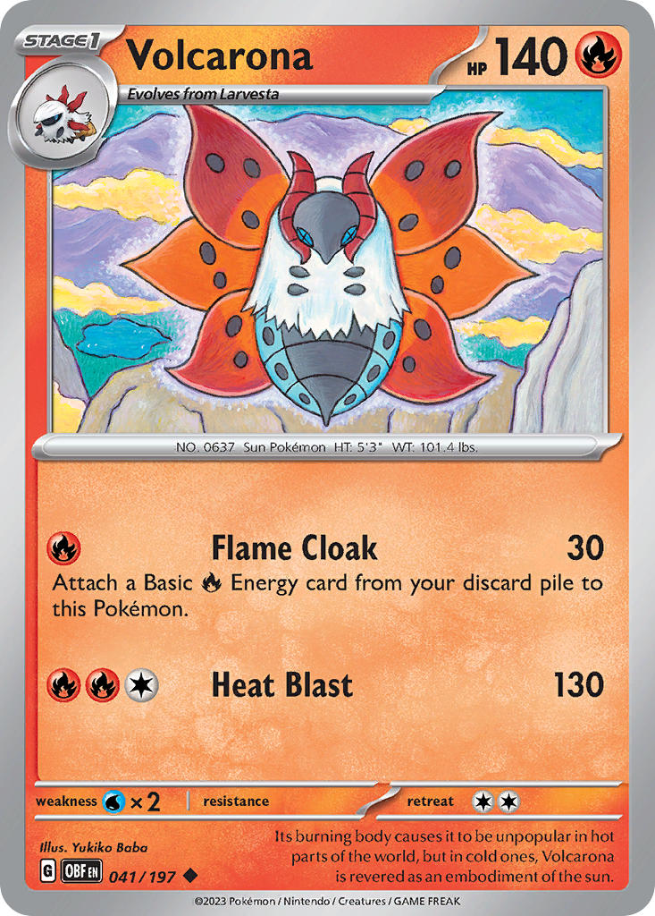 Volcarona⁣ - Obsidian Flames⁣ (Uncommon)⁣ [041] English / Near Mint / Reverse-Holo Normal