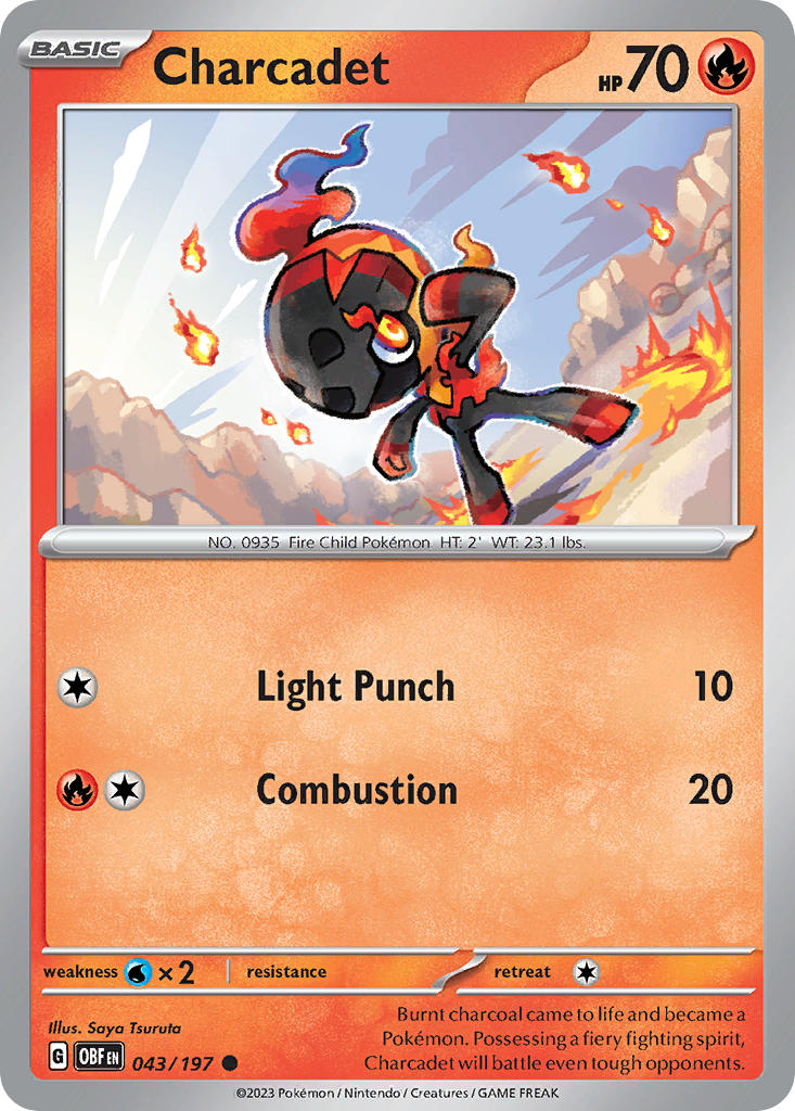 Charcadet⁣ - Obsidian Flames⁣ (Common)⁣ [043] English / Near Mint / Reverse-Holo Normal