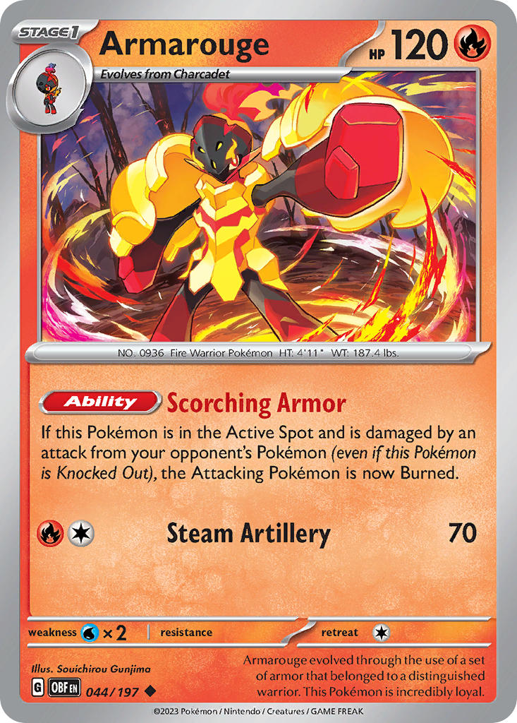 Armarouge⁣ - Obsidian Flames⁣ (Uncommon)⁣ [044] English / Near Mint / Reverse-Holo Normal