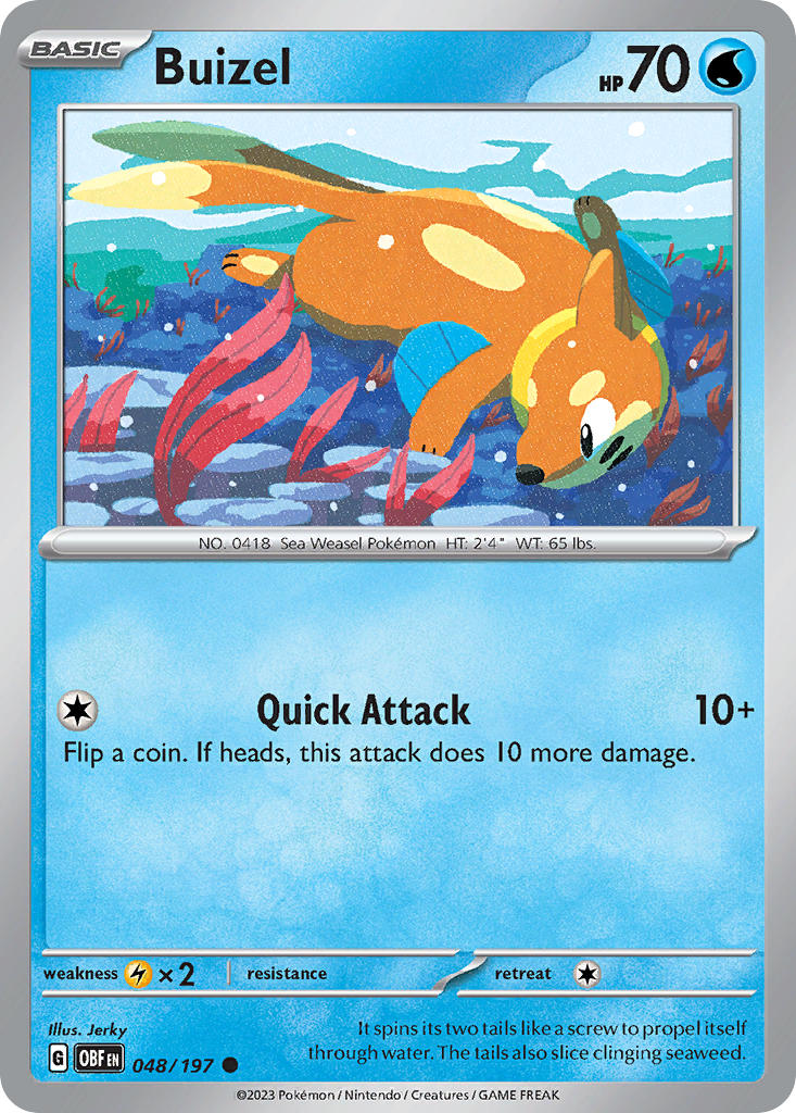 Buizel⁣ - Obsidian Flames⁣ (Common)⁣ [048] English / Near Mint / Reverse-Holo Normal