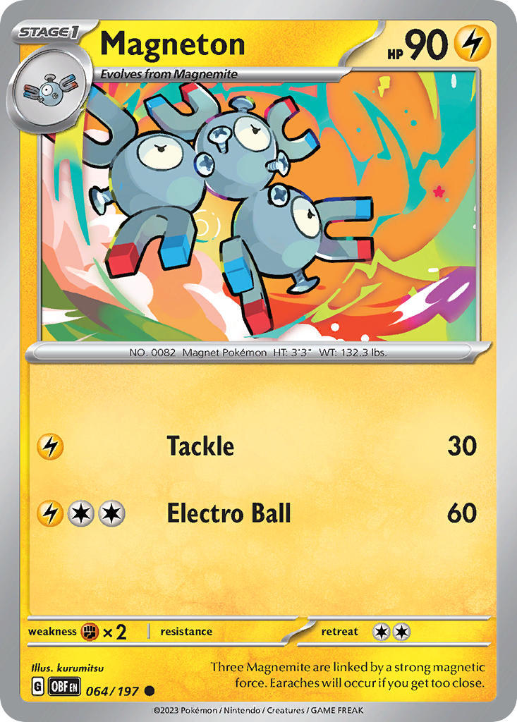 Magneton⁣ - Obsidian Flames⁣ (Common)⁣ [064] English / Near Mint / Normal