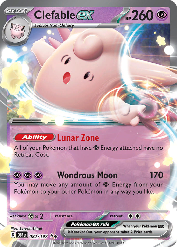 Clefable ex⁣ - Obsidian Flames⁣ (Double Rare)⁣ [082] English / Played / Normal