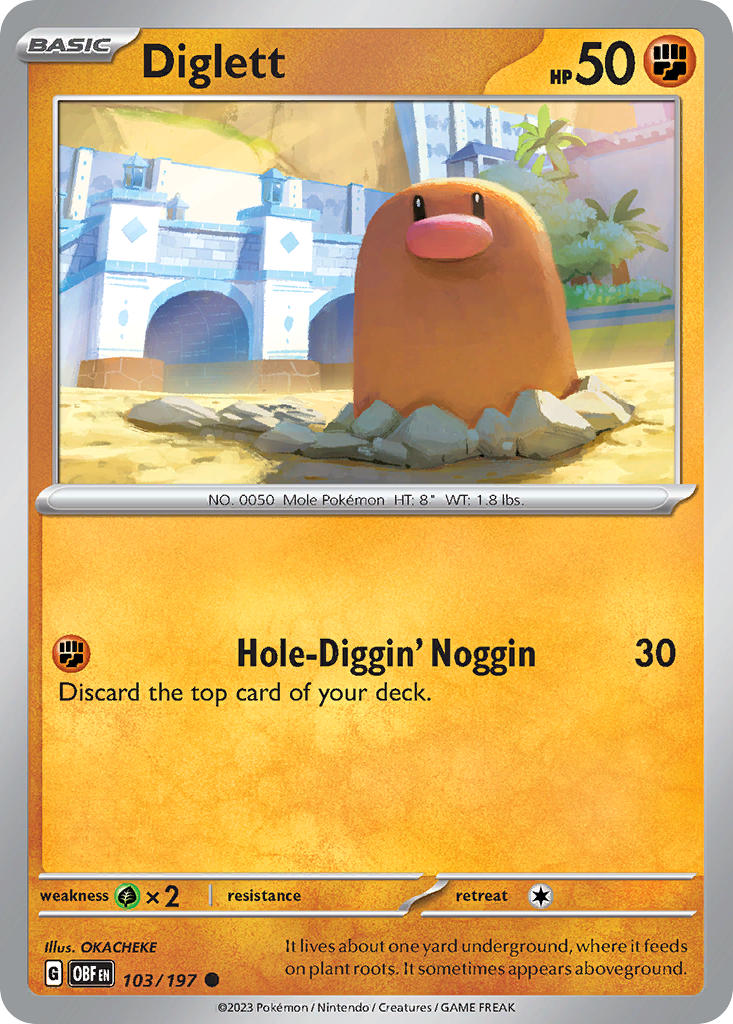 Diglett⁣ - Obsidian Flames⁣ (Common)⁣ [103] English / Near Mint / Reverse-Holo Normal