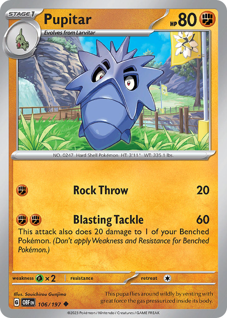 Pupitar⁣ - Obsidian Flames⁣ (Uncommon)⁣ [106] English / Near Mint / Normal