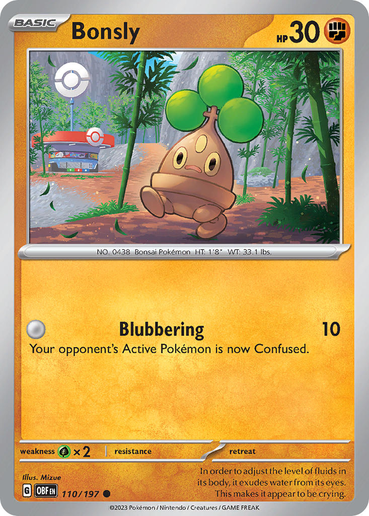 Bonsly⁣ - Obsidian Flames⁣ (Common)⁣ [110] English / Near Mint / Reverse-Holo Normal